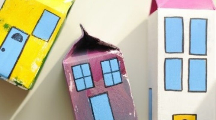 milk cartons painted like buildings image